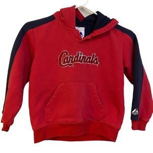 St. Louise Cardinals MLB Majestic Youth Pullover Embroidered Hoodie Size 7